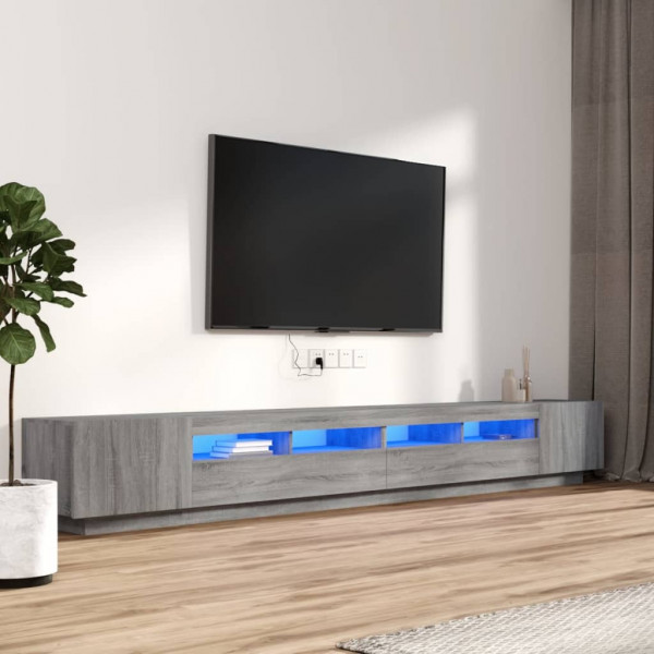 Set muebles TV con LEDs 3 pzas madera contrachapada gris Sonoma D