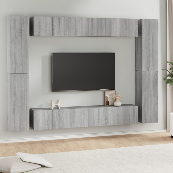 Set de muebles para TV 10 pzas madera contrachapada gris Sonoma D
