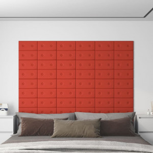 Painéis de parede 12 peças couro sintético vermelho 30x15 cm 0,54 m² D