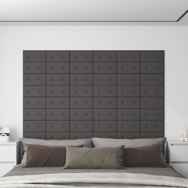 Painéis de parede 12 peças couro sintético cinza 30x15 cm 0,54 m² D