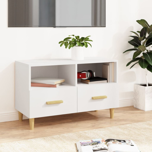Mueble para TV madera contrachapada blanco 80x36x50 cm D