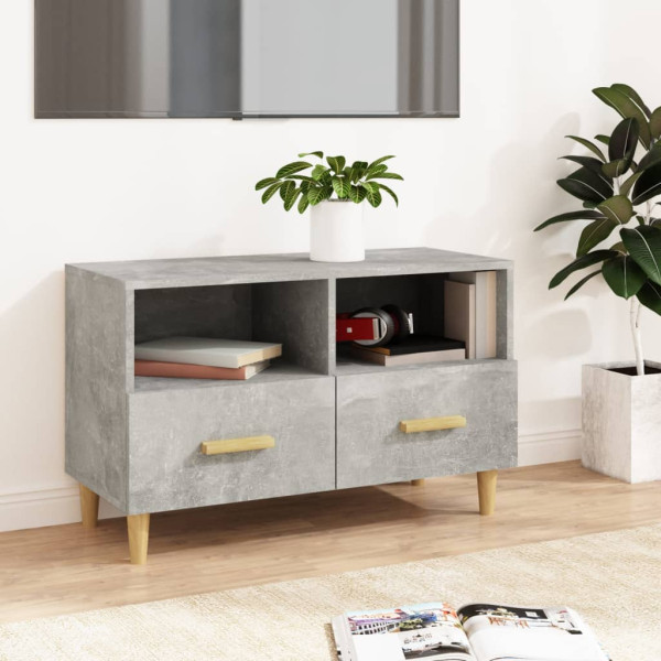 Mobiliário para TV madeira revestida de concreto cinza 80x36x50 cm D
