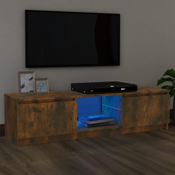 Mueble de TV con luces LED roble ahumado 120x30x35.5 cm D
