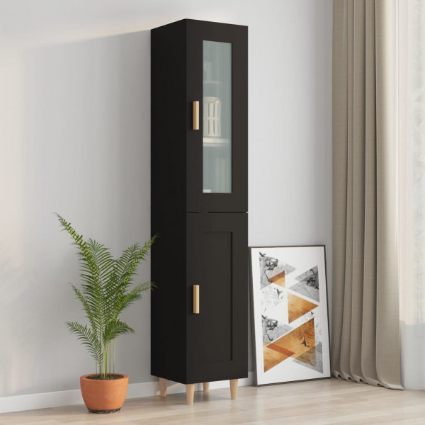 Aparador de madera contrachapada negro 34.5x34x180 cm D