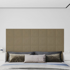 Paneles pared 12 uds cuero sintético capuchino 30x30 cm 1.08 m² D