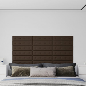 Paneles de pared 12 uds cuero sintético marrón 60x15 cm 1.08 m² D