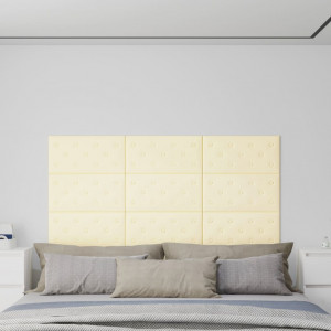Paneles de pared 12 uds cuero sintético crema 60x30 cm 2.16 m² D