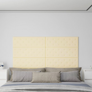 Paneles de pared 12 uds cuero sintético crema 90x30 cm 3.24 m² D