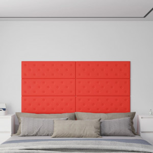 Paneles de pared 12 uds cuero sintético rojo 90x30 cm 3.24 m² D