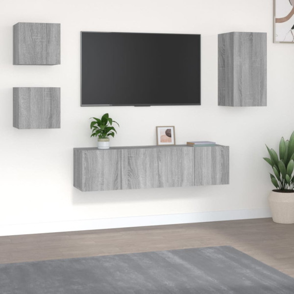 Set de muebles para TV 5 pzas madera contrachapada gris Sonoma Set de muebles para TV 5 pzas madera contrachapada gris Sonoma D
