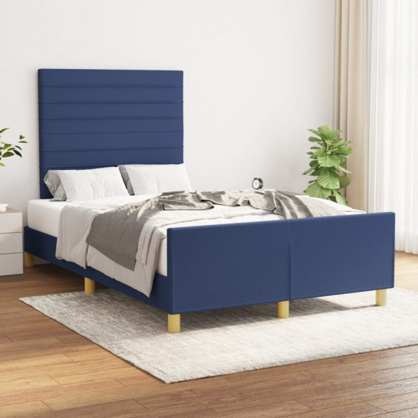 Estructura de cama con cabecero de tela azul 120x200 cm D