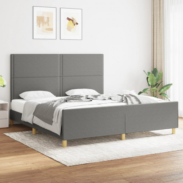 Estructura de cama con cabecero tela gris oscuro 180x200 cm D
