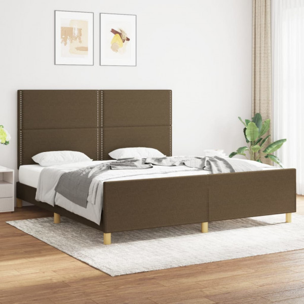 Estructura de cama con cabecero de tela marrón 180x200 cm D