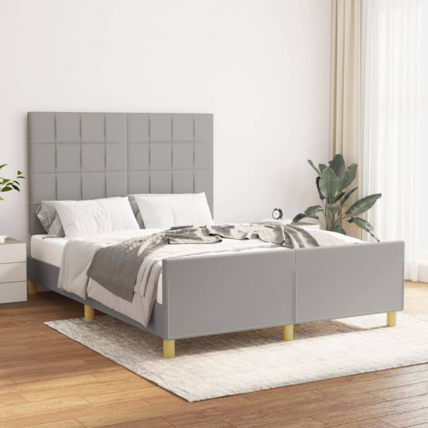 Estructura de cama con cabecero de tela gris claro 140x190 cm D