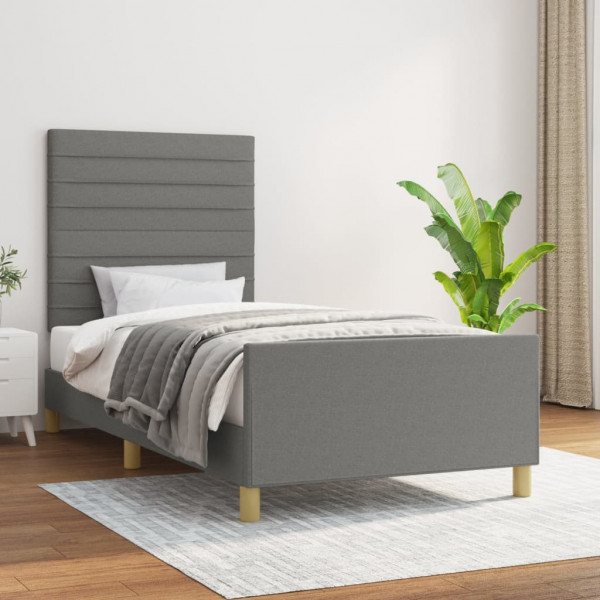 Estructura de cama con cabecero de tela gris oscuro 100x200 cm D