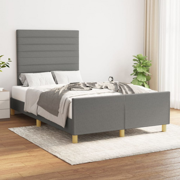 Estructura de cama con cabecero de tela gris oscuro 120x200 cm D