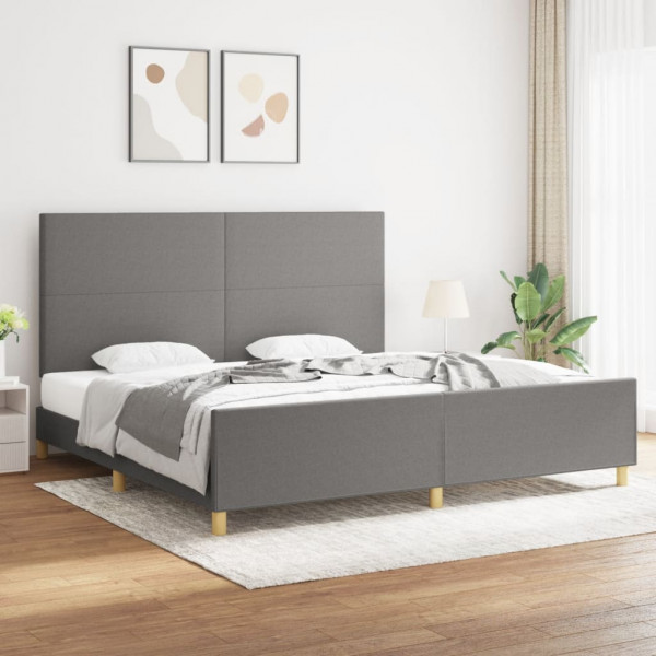 Estructura de cama con cabecero tela gris oscuro 200x200 cm D
