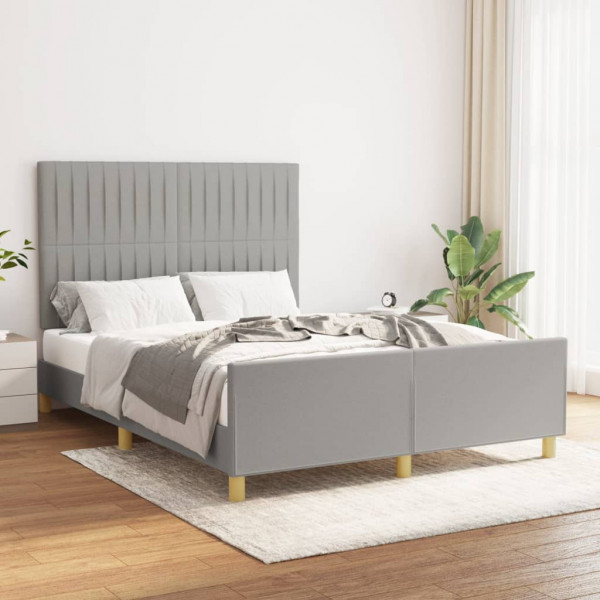 Estructura de cama con cabecero de tela gris claro 140x190 cm D