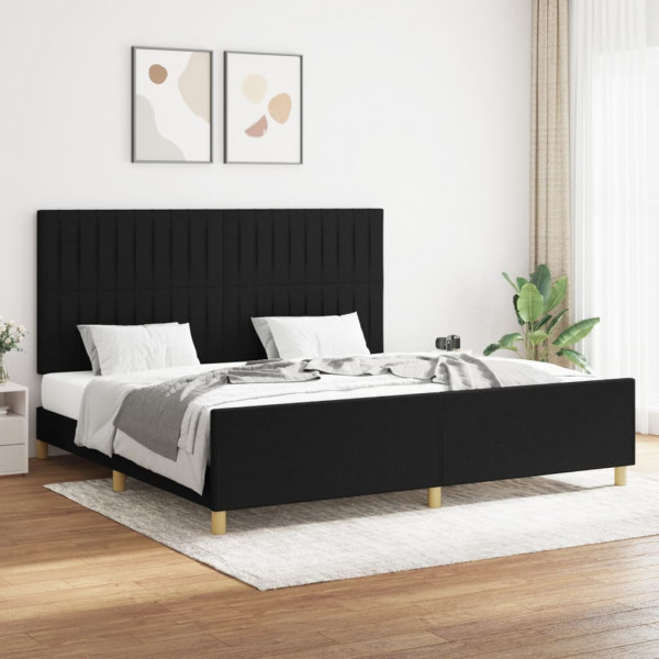 Estructura de cama con cabecero de tela negro 200x200 cm D