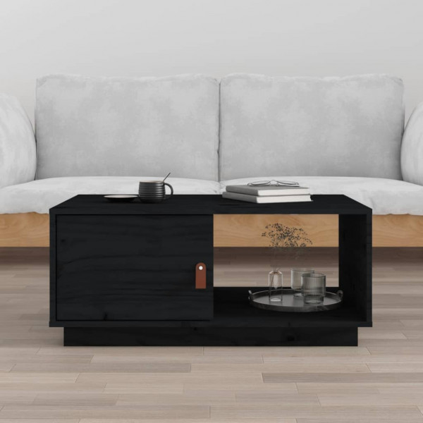 Mesa de centro de madeira maciça de pinho preto 80x50x35,5 cm D