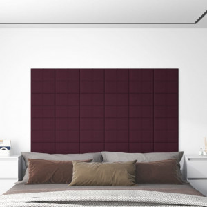Paneles de pared 12 uds tela morado 30x15 cm 0.54 m² D