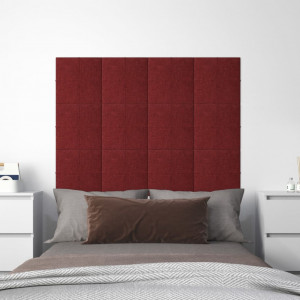 Paneles de pared 12 uds tela rojo tinto 30x30 cm 1.08 m² D