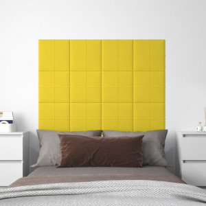 Painéis de parede 12 peças tecido amarelo claro 30x30 cm 1,08 m² D