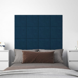 Paneles de pared 12 uds terciopelo azul 30x30 cm 1.08 m² D