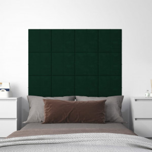 Paneles de pared 12 uds terciopelo verde oscuro 30x30 cm 1.08m² D