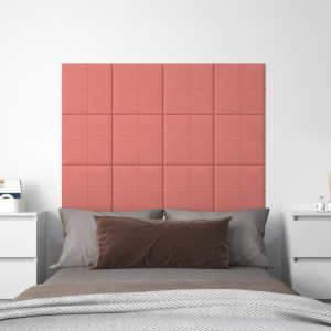 Paneles de pared 12 uds terciopelo rosa 30x30 cm 1.08 m² D