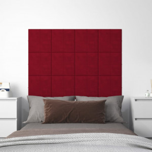 Painéis de parede 12 peças veludo vermelho 30x30 cm 1,08 m² D
