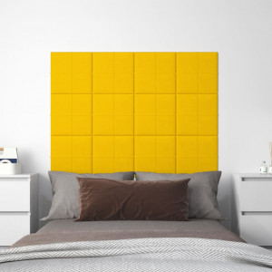 Paneles de pared 12 uds terciopelo amarillo 30x30 cm 1.08 m² D
