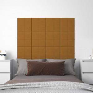 Paneles de pared 12 uds terciopelo marrón 30x30 cm 1.08 m² D