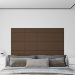 Paneles de pared 12 uds tela marrón 90x15 cm 1.62 m² D