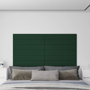 Painéis de parede 12 UDs Tecido verde escuro 90x15 cm 1,62 m² D