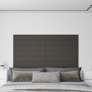 Paneles de pared 12 uds terciopelo gris oscuro 90x15 cm 1.62 m² D