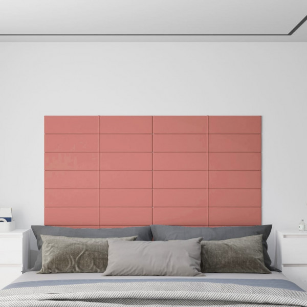 Paneles de pared 12 uds terciopelo rosa 90x15 cm 1.62 m² D