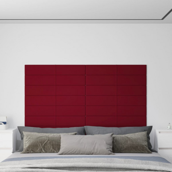 Paneles de pared 12 uds terciopelo rojo tinto 90x15 cm 1.62 m² D