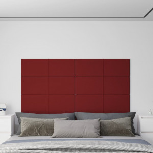 Paneles de pared 12 uds tela rojo tinto 90x30 cm 3.24 m² D