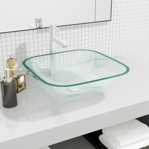 Lavabo de vidro transparente 42x42x14 cm D