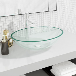 Lavabo de vidro transparente 50x37x14 cm D