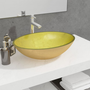 Lavabo de vidro dourado 50x37x14 cm D