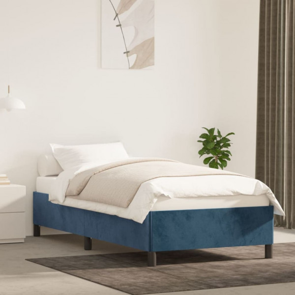 Estructura de cama de terciopelo azul 80x200 cm D