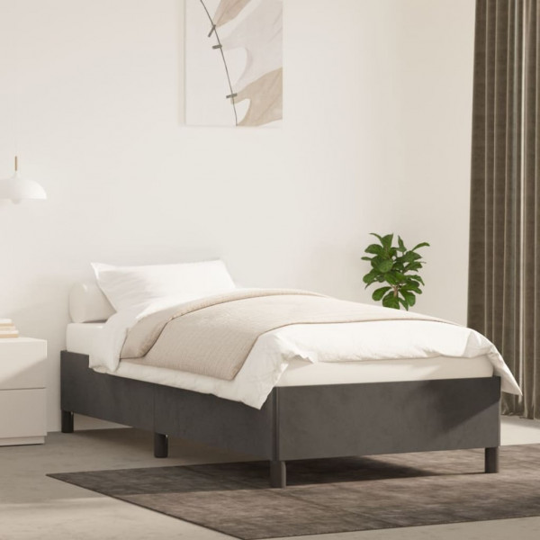 Estrutura de cama em veludo cinza escuro 90x200 cm D