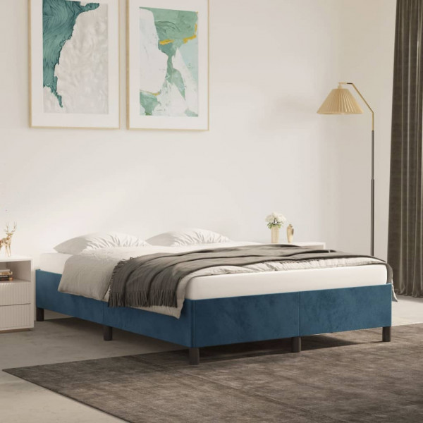 Estructura de cama de terciopelo azul 140x190 cm D