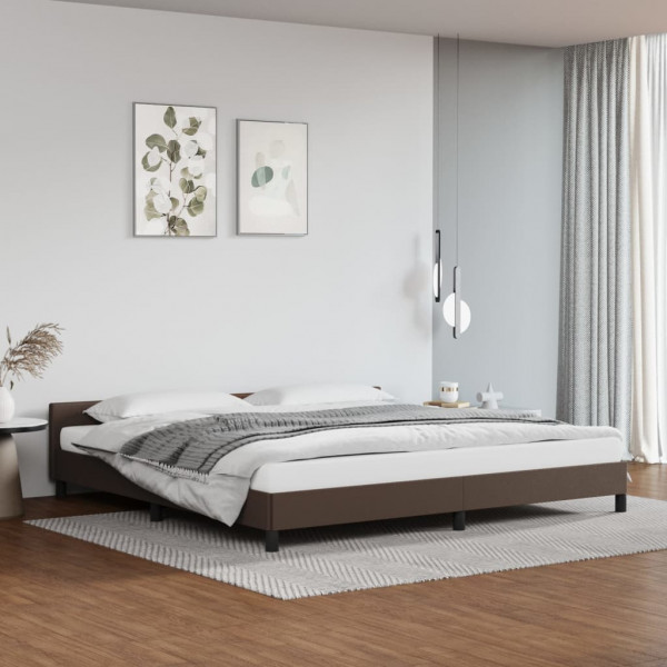 Cabeceira de cama em couro sintético marrom 200x200 cm D
