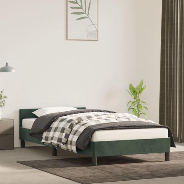 Estrutura de cama em veludo verde escuro com cabeceira 90x190 cm D