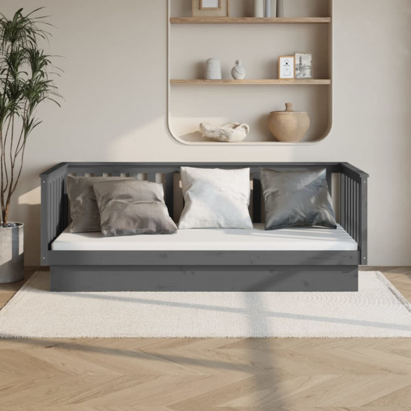 Sofá cama de madera maciza de pino gris 100x200 cm D