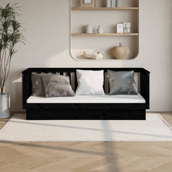 Sofá-cama em madeira maciça de pinho preto 75x190 cm D