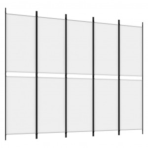 Biombo divisor de 5 paneles de tela blanco 250x200 cm H